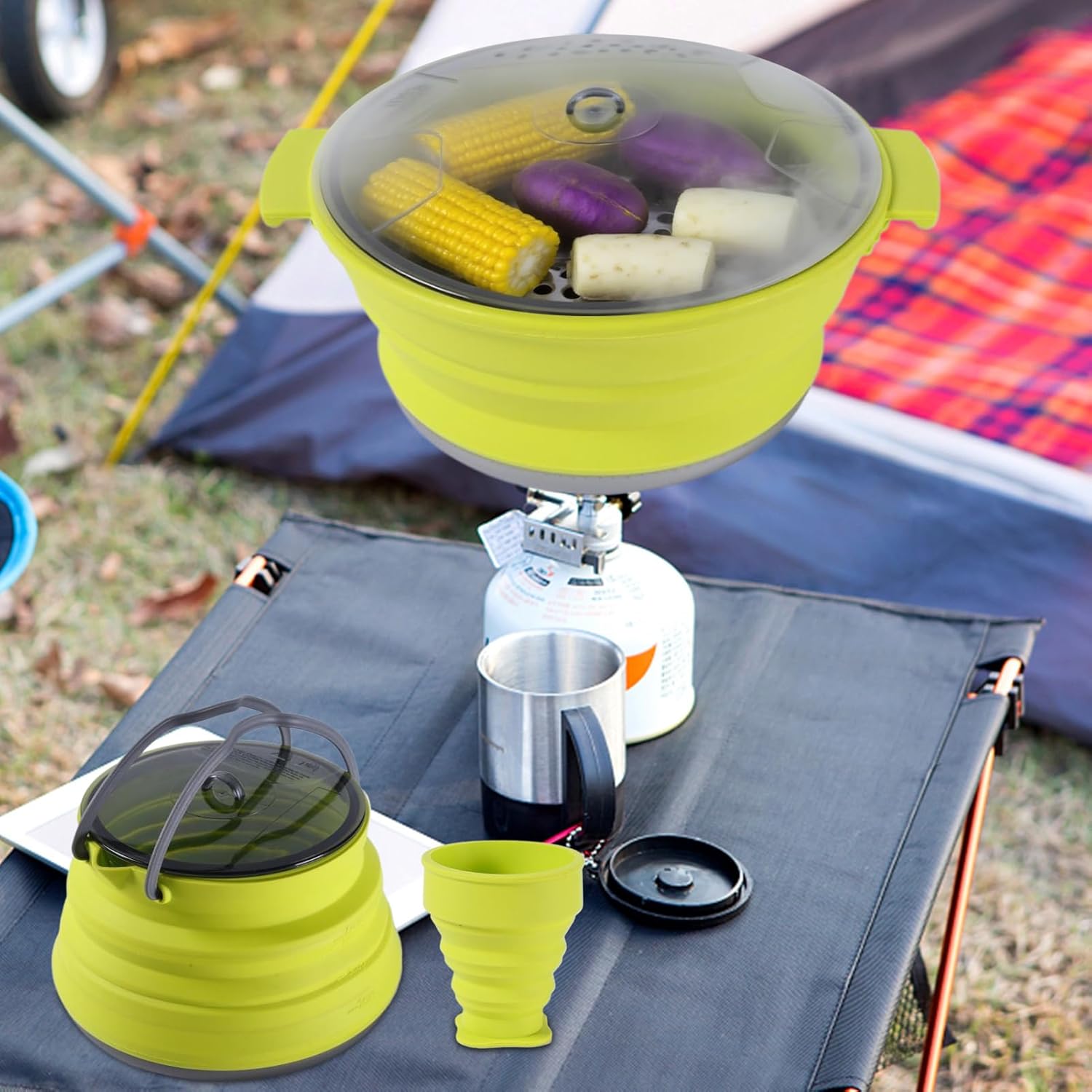 キャンプ調理器具セット TIKHJ アウトドアキャンプ用ステンレス調理器具セット、自動運転